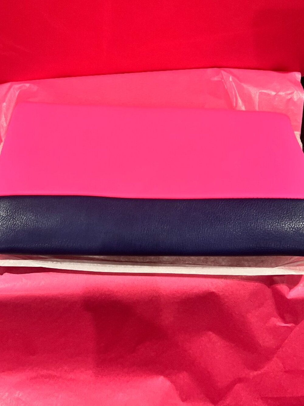 NWT Street Level Hot Pink Navy Colorblock Envelope Clutch Crossbody Bag